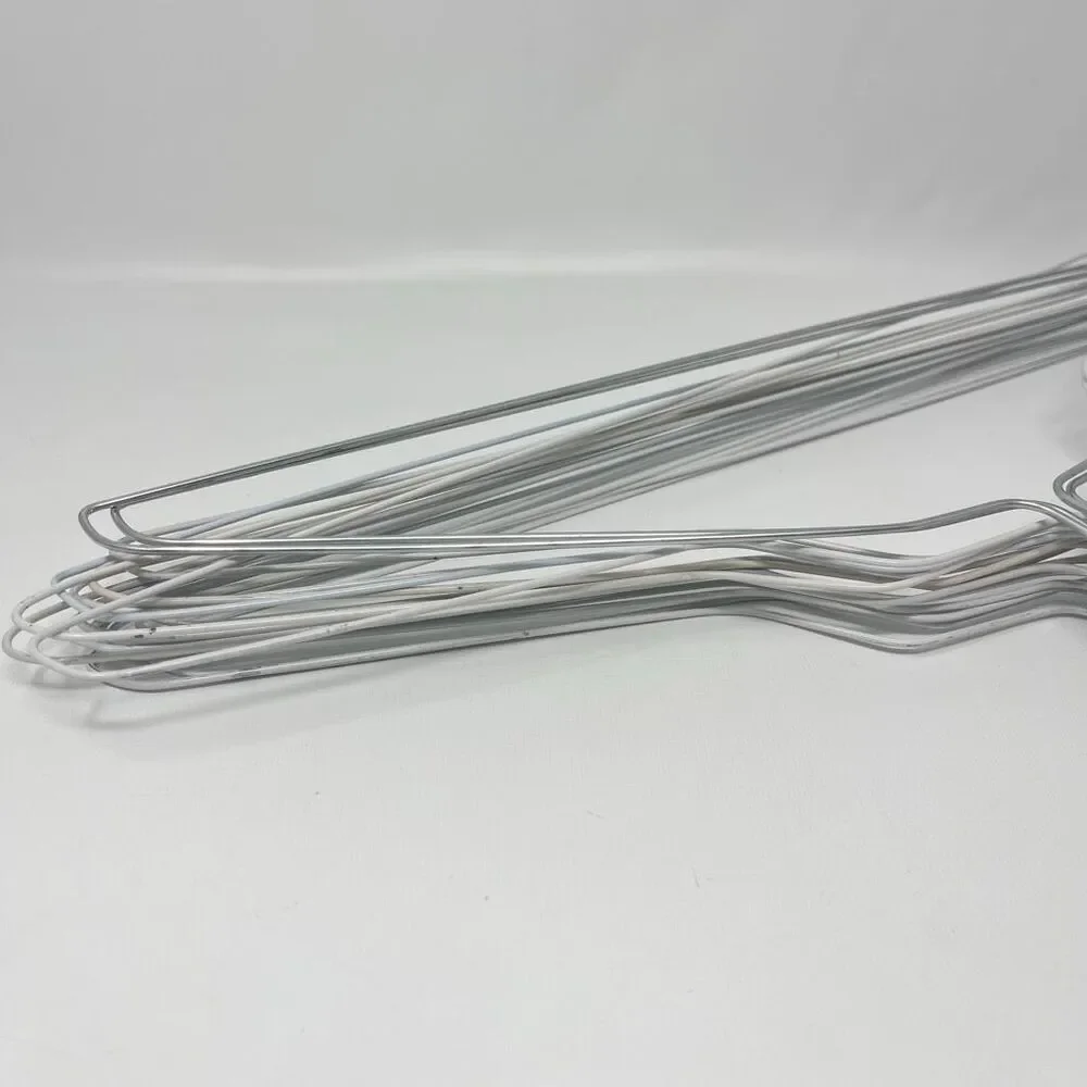 White Silver Lot Vintage Wire Metal Clothes Clothing Hangers Dresses Shirts MCM